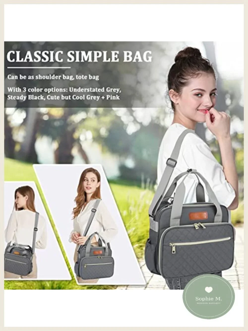 Large Capacity Diaper Bag Tote with Thermal Bottle Pocket - TPU, Easy to Clean